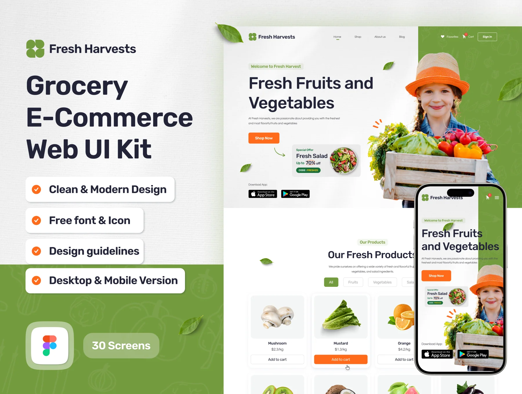 Fresh Harvest - Grocery E-Commerce Web UI Kit