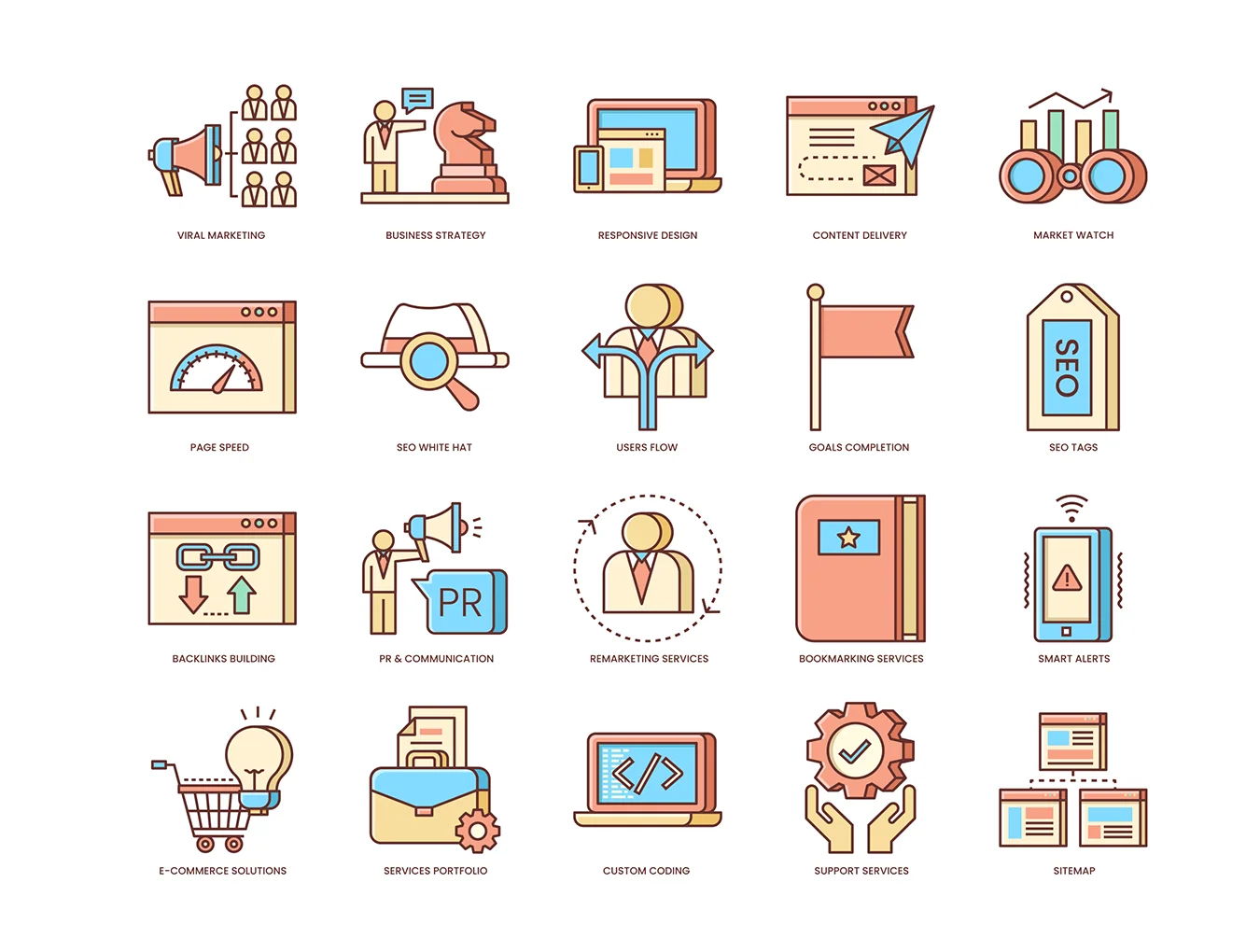 108 Online Marketing Icons | Honey Series 5