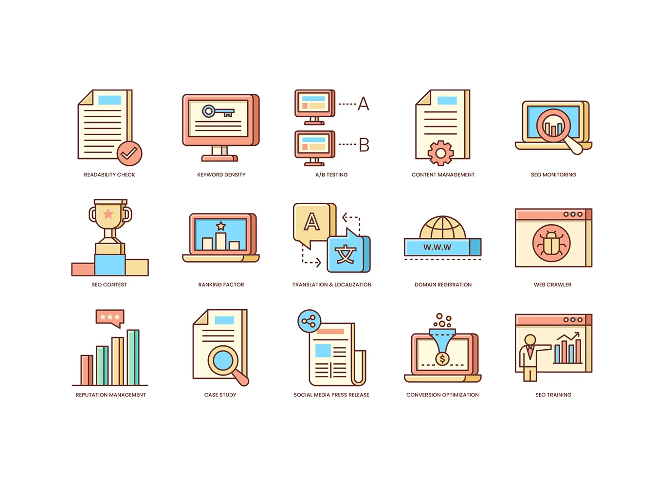108 Online Marketing Icons | Honey Series 6