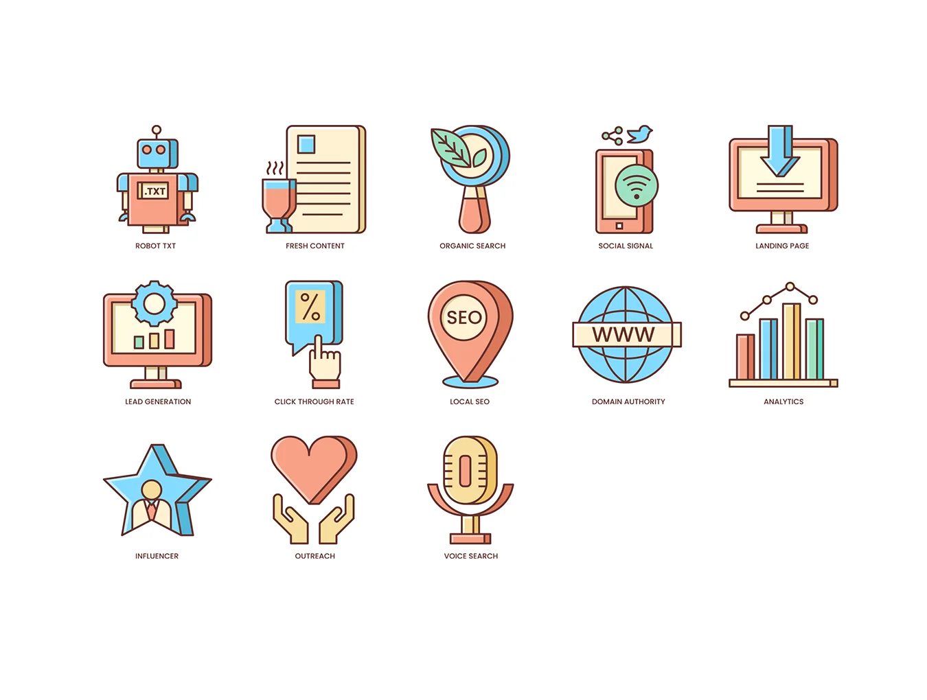 108 Online Marketing Icons | Honey Series 7