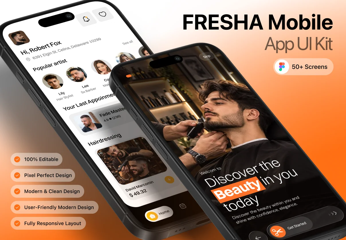 FRESHA — Beauty & Salon Mobile App UI Kit