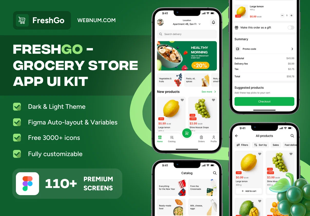 FreshGo - Grocery Store App UI Kit
