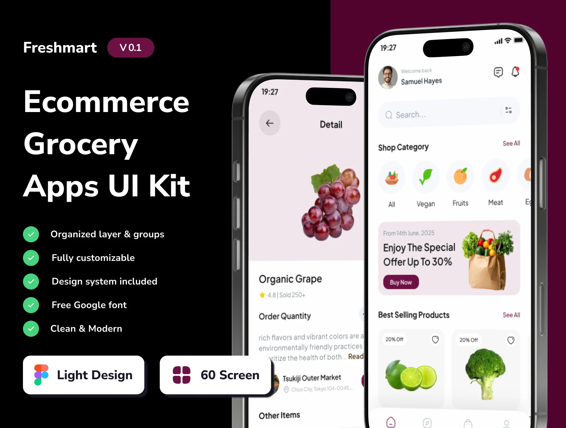 Freshmart - Ecommerce Grocery Mobile App UI Kits