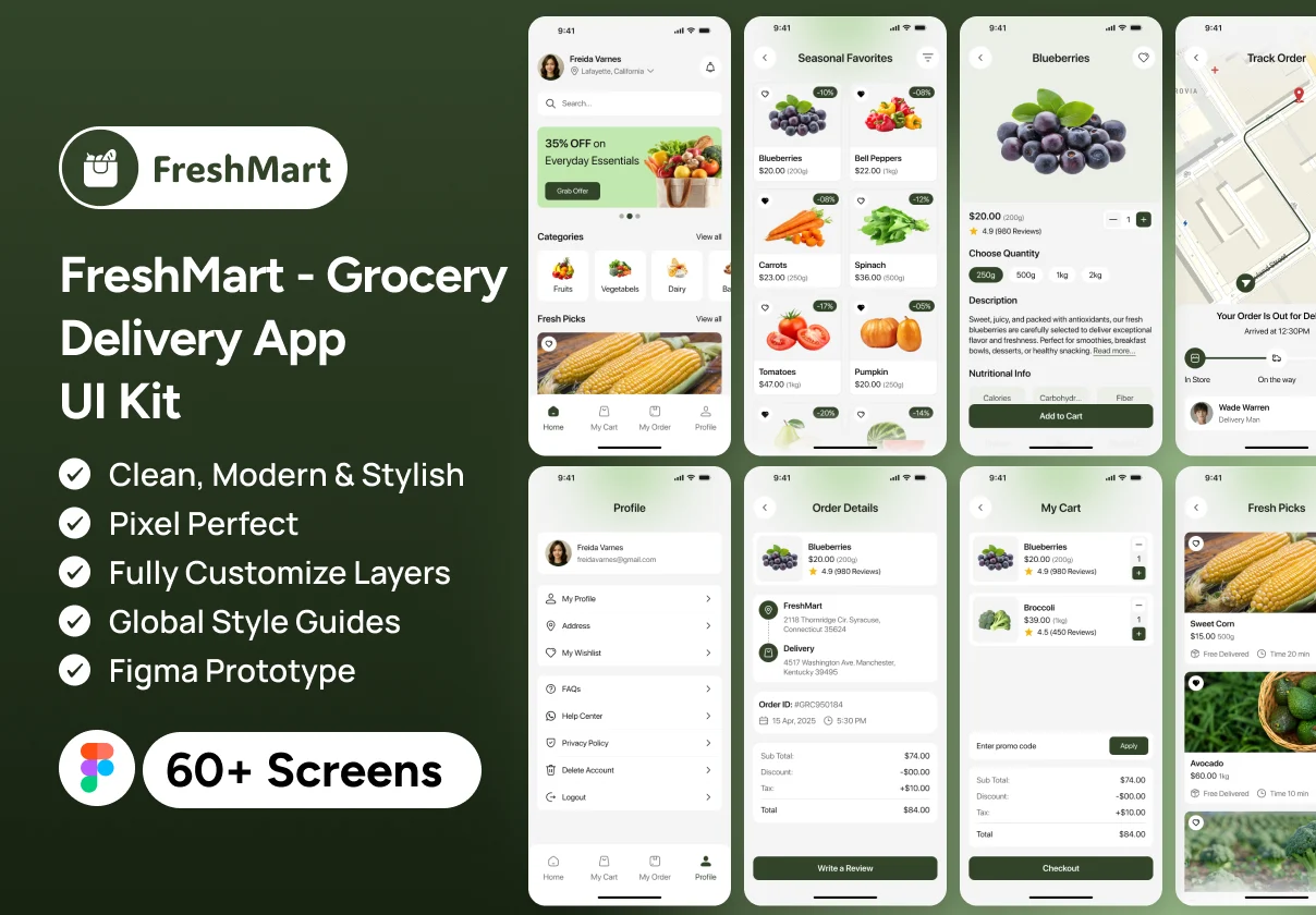 FreshMart - Grocery Delivery App UI Kit