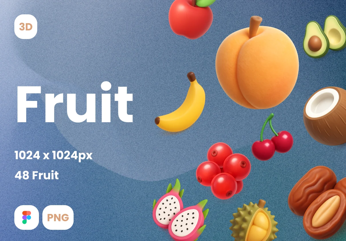 Fruit 3D Icon Illustrations