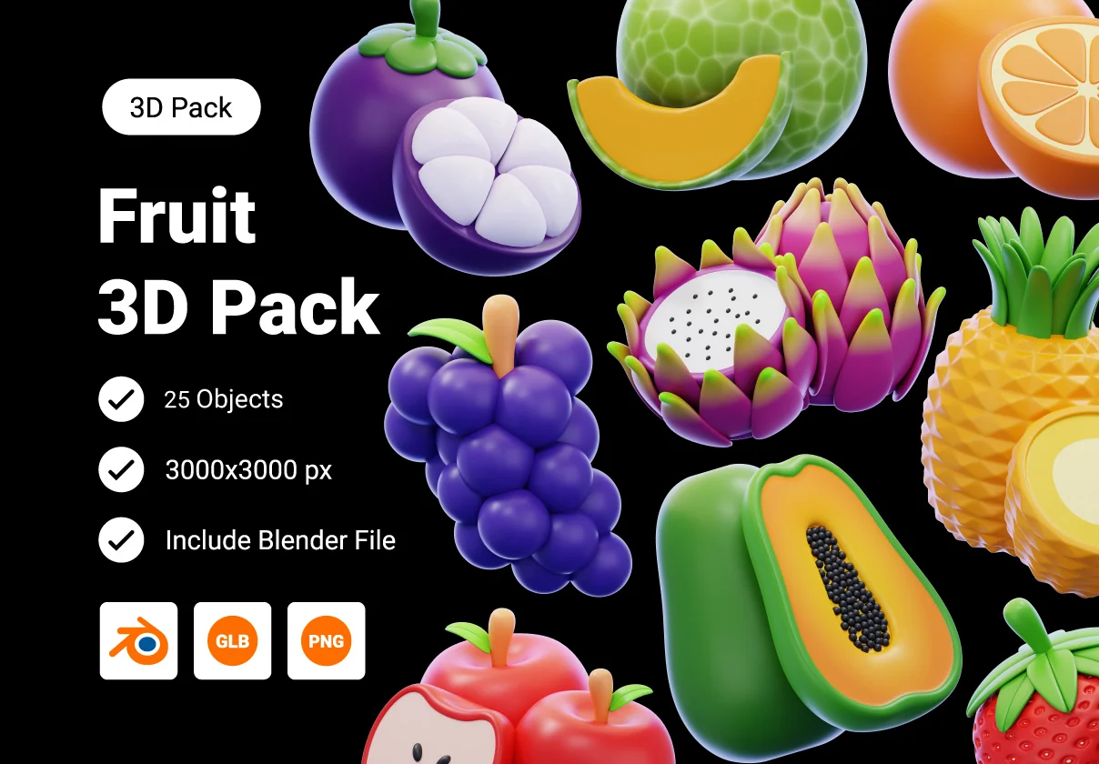Fruit 3D Icon Pack