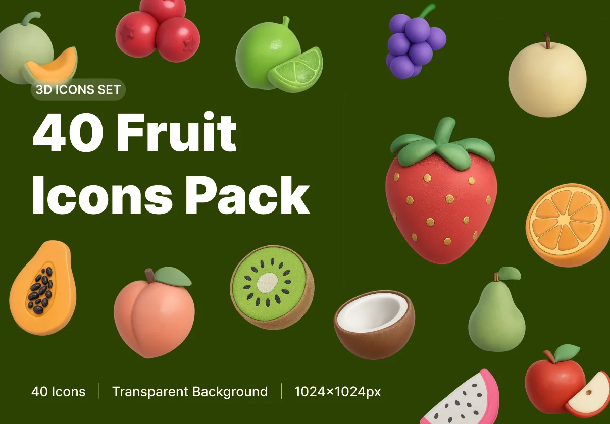 Fruit 3D Icons Pack