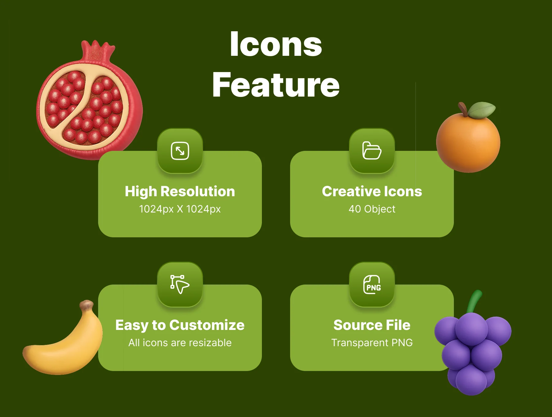 Fruit 3D Icons Pack 2