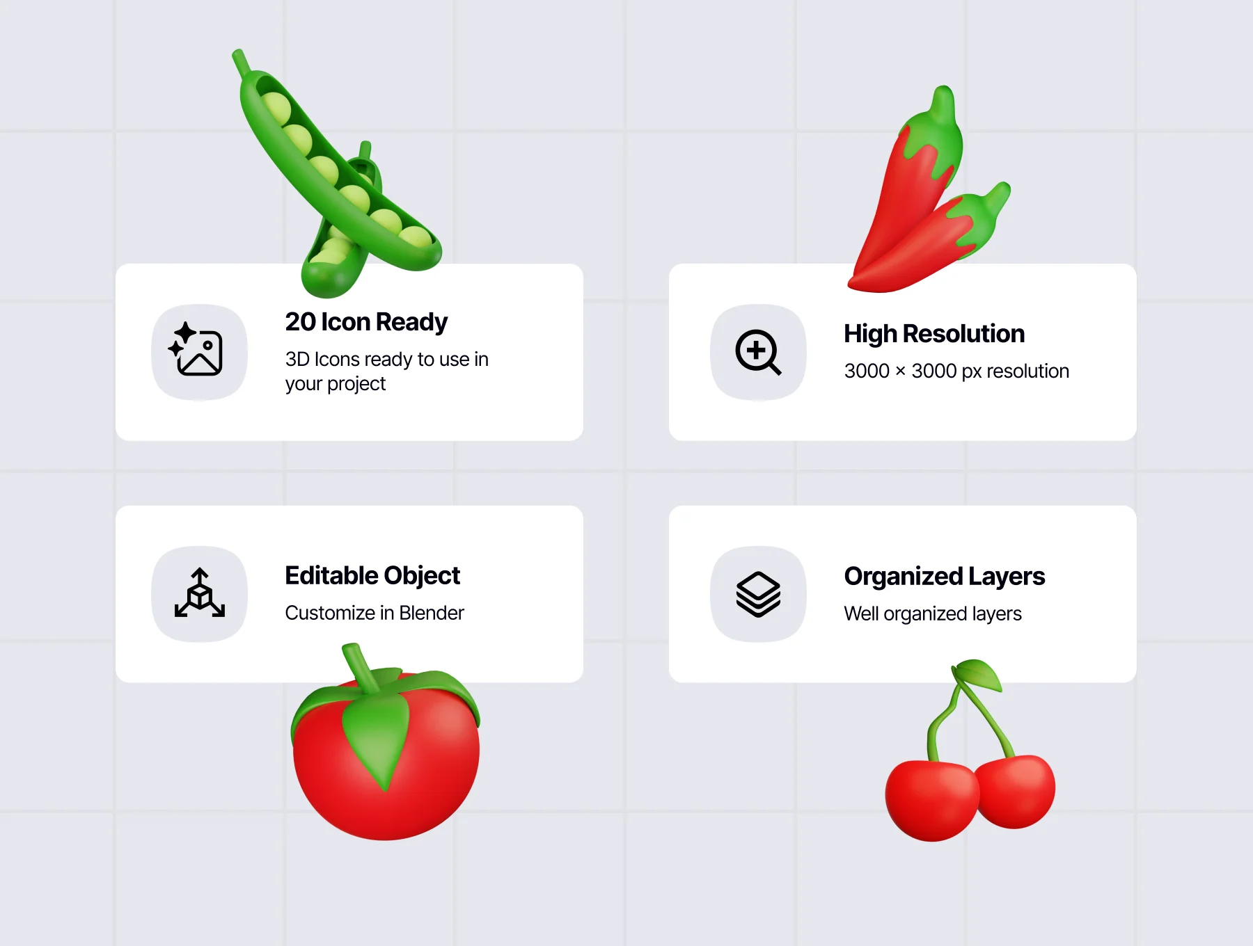 Fruit and Vegetable 3D Icon 2