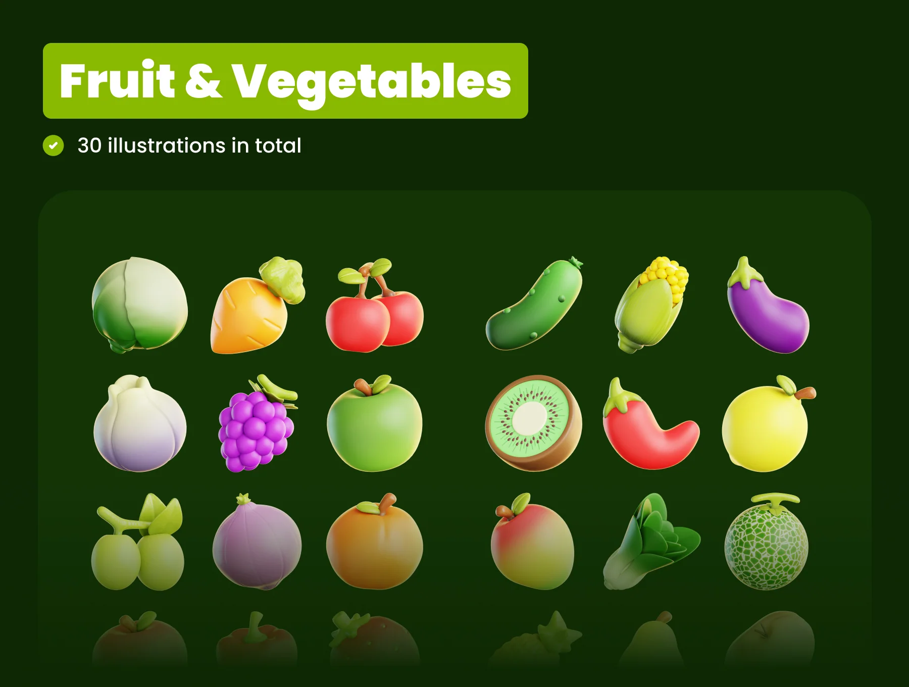 Fruit and Vegetables 3D Illustration Pack 7