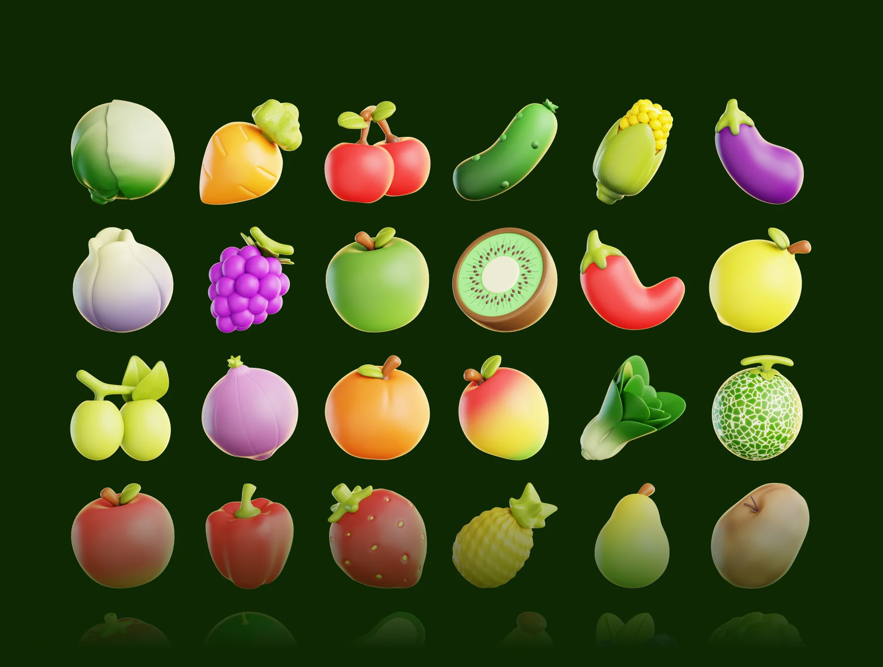 Fruit and Vegetables 3D Illustration Pack 8