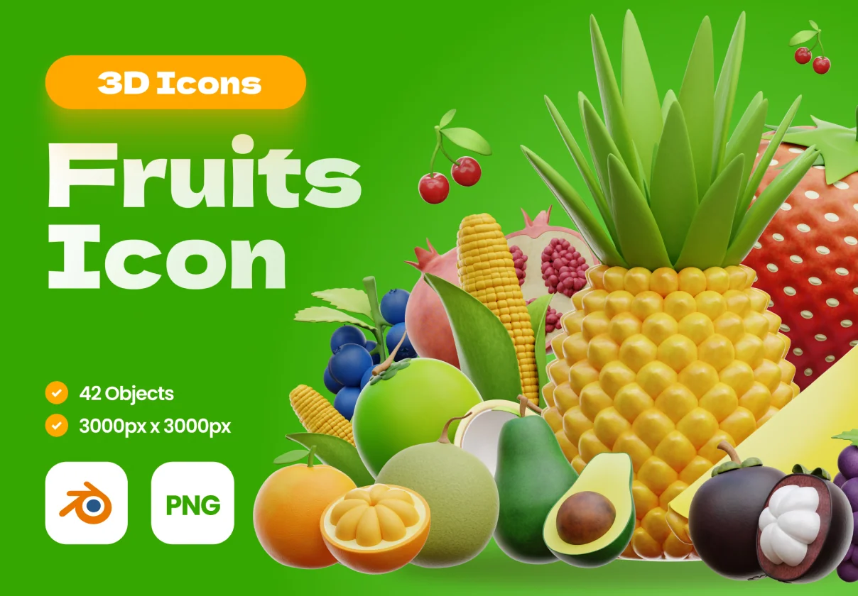 Fruits 3D Icon Illustrations