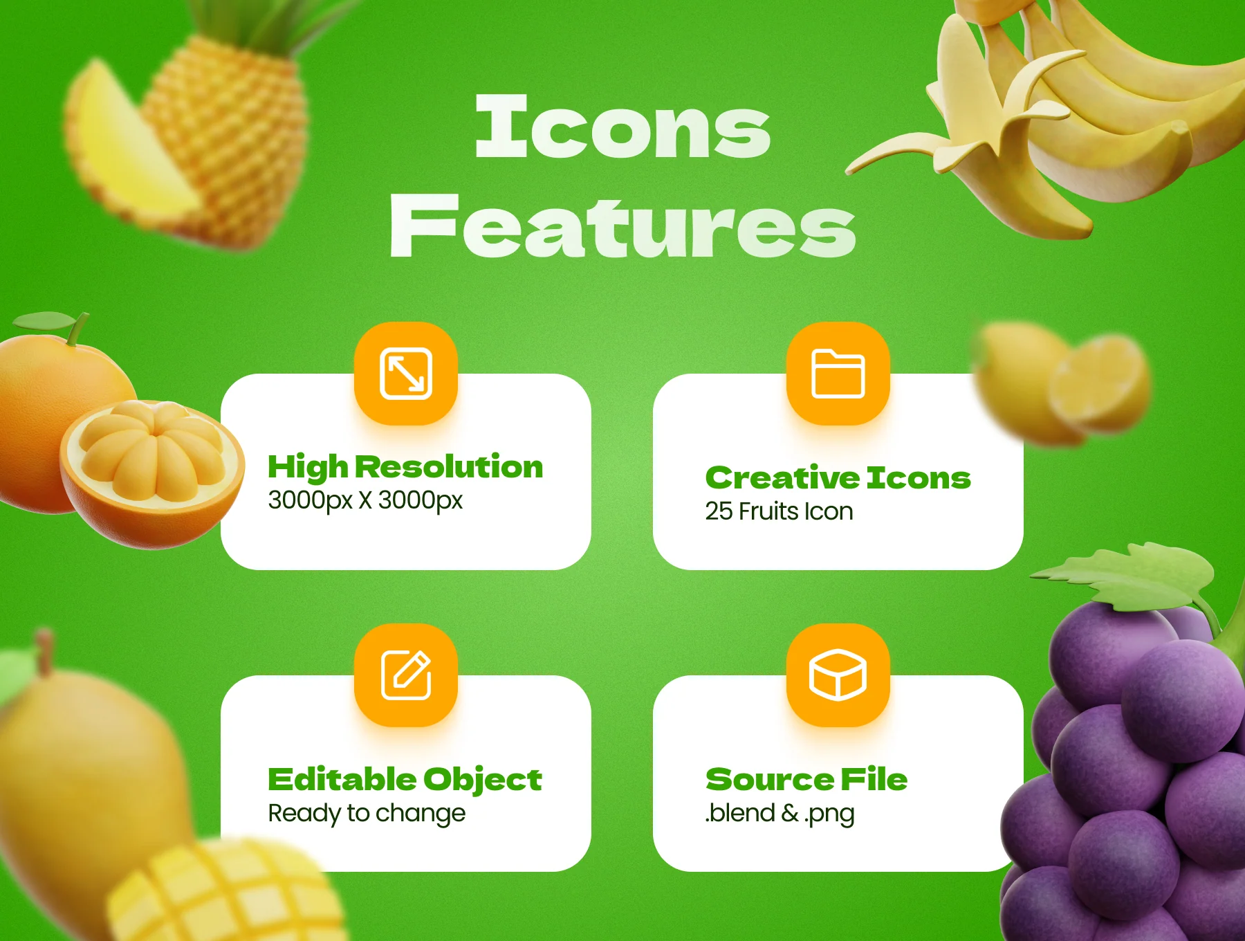 Fruits 3D Icon Illustrations 2
