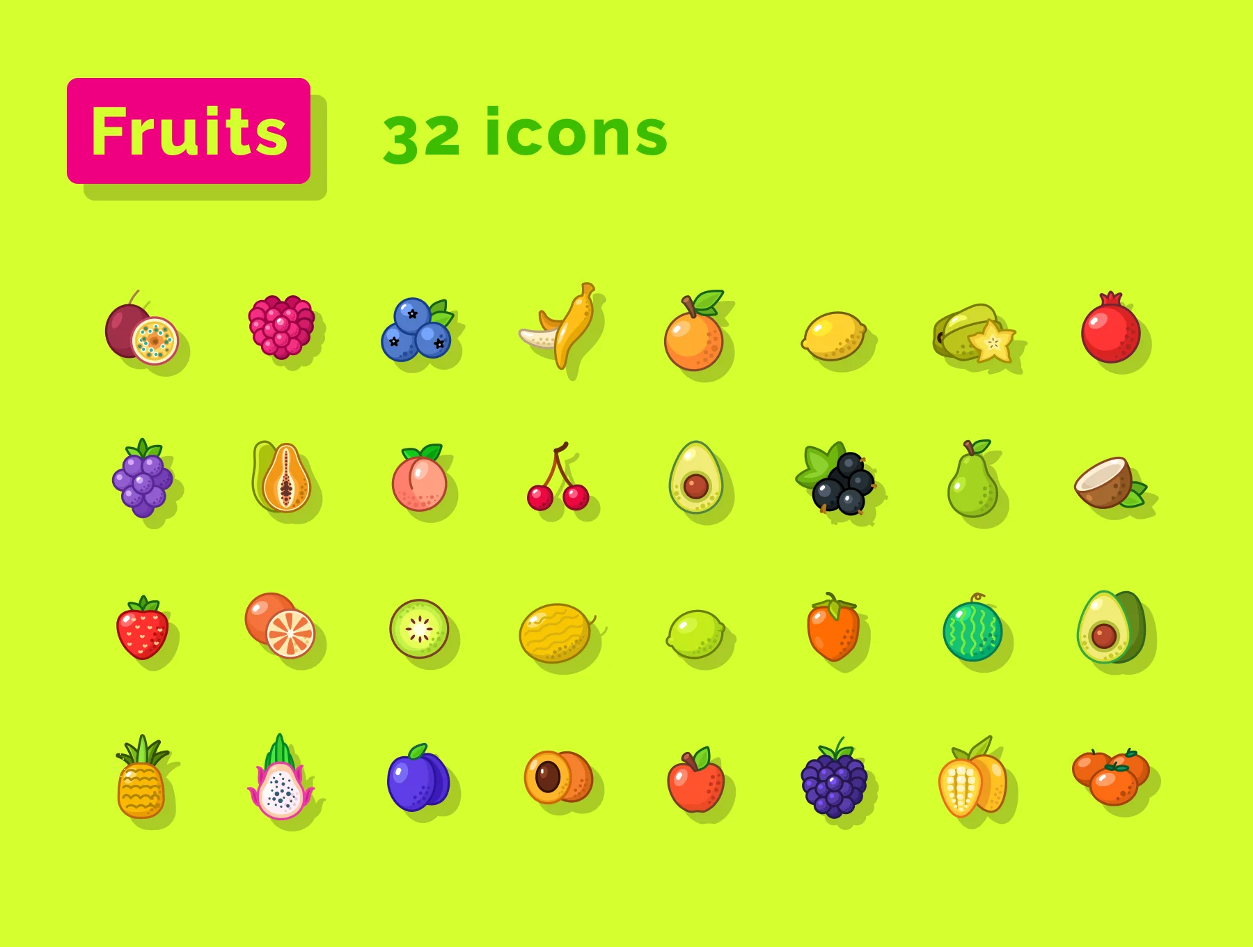 Fruits & Vegetables Icons Set 3