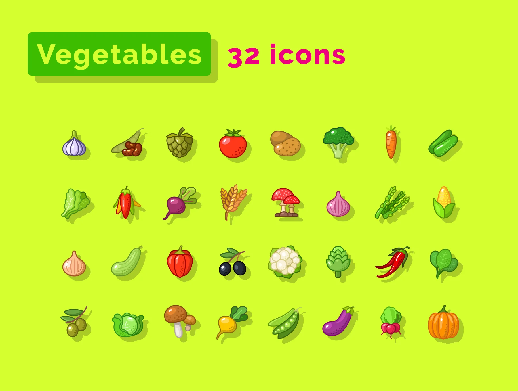 Fruits & Vegetables Icons Set 4