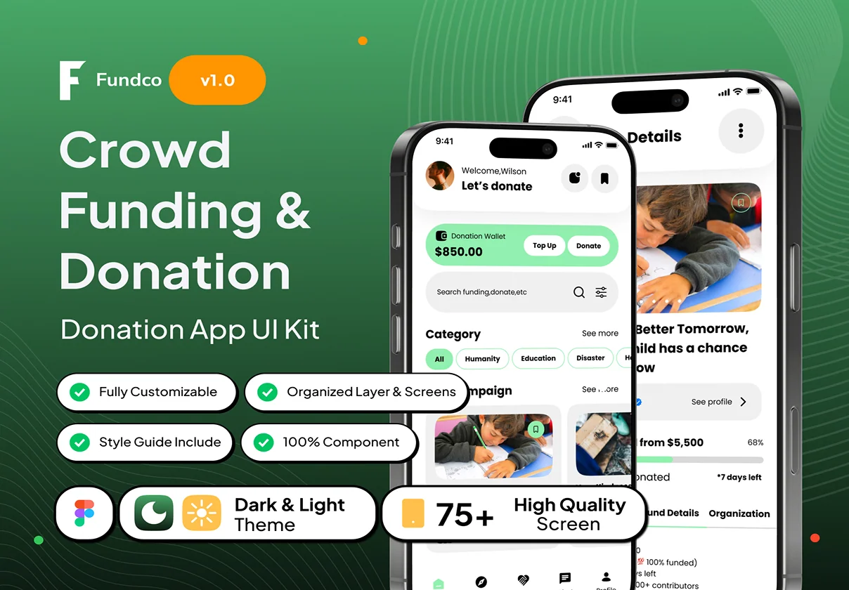 Fundco - Mobile Crowdfunding App Ui Kit