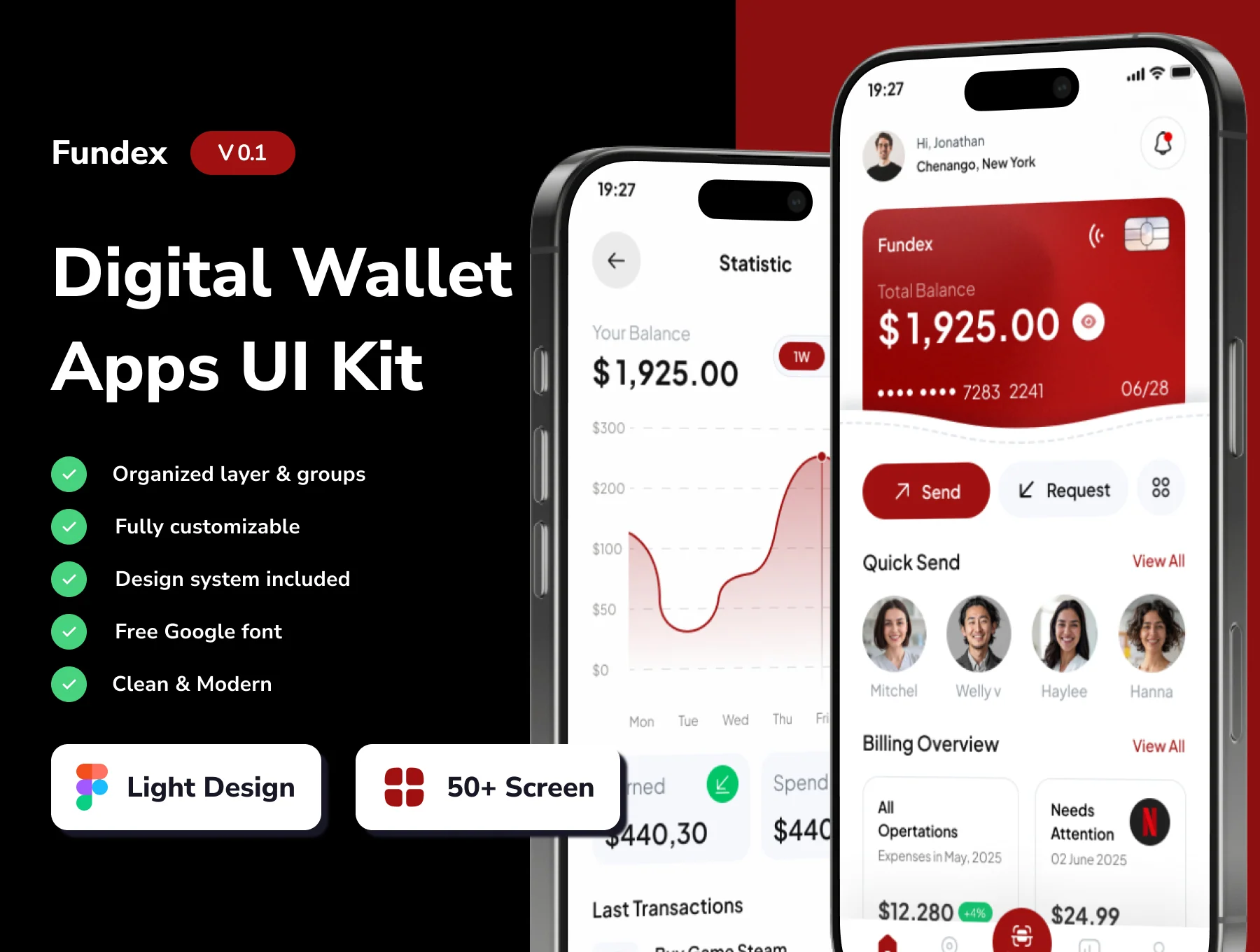 Fundex - Digital Wallet Mobile App UI Kits