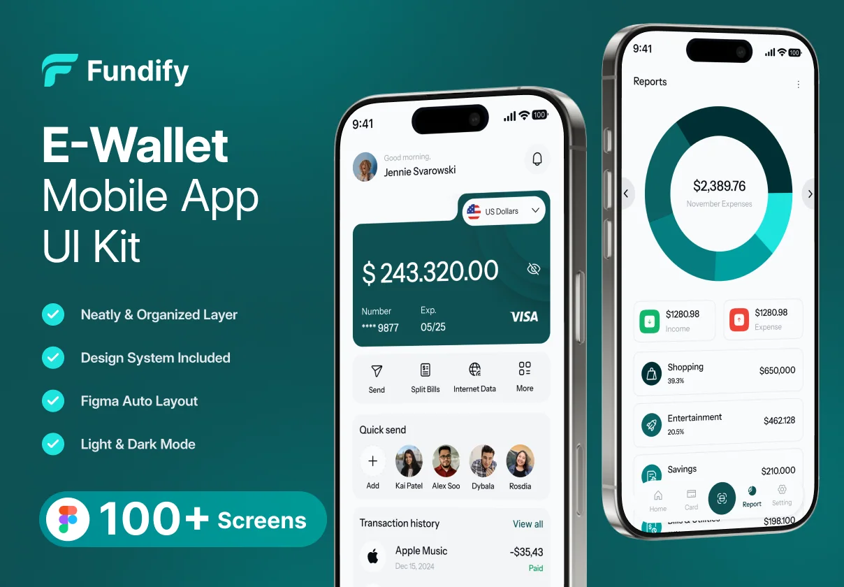 Fundify - E-Wallet Mobile App UI Kit