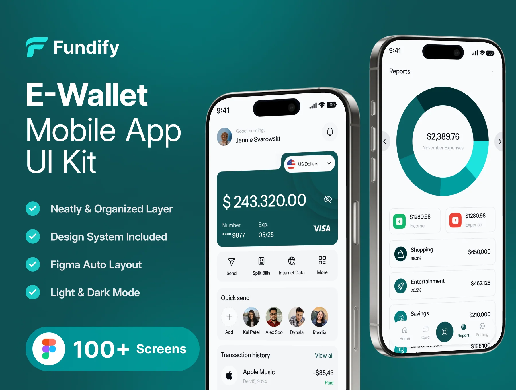 Fundify - E-Wallet Mobile App UI Kit