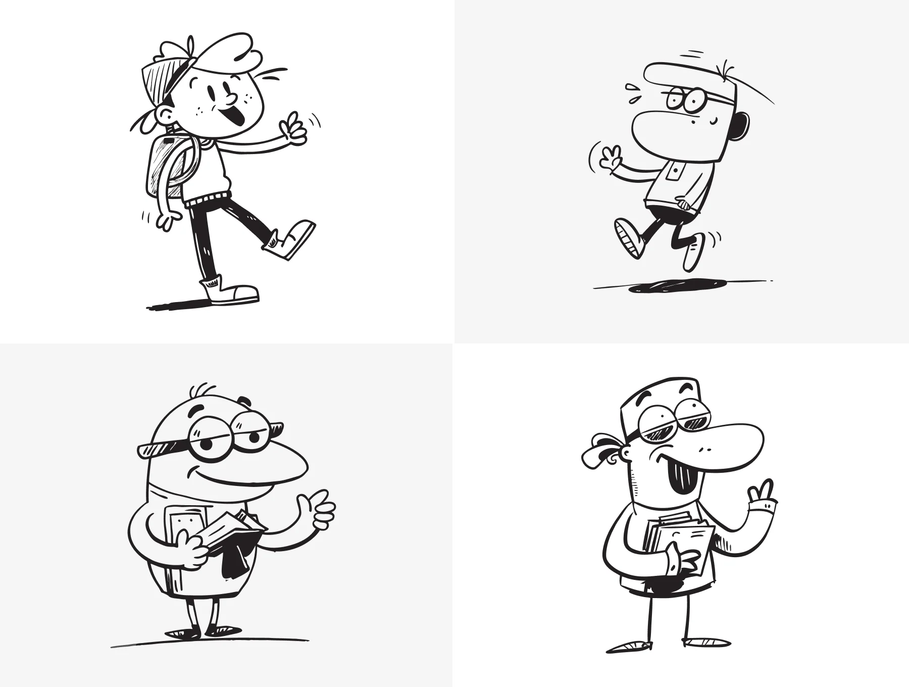 Funny School Doodles Cartoon Characters Pack 2
