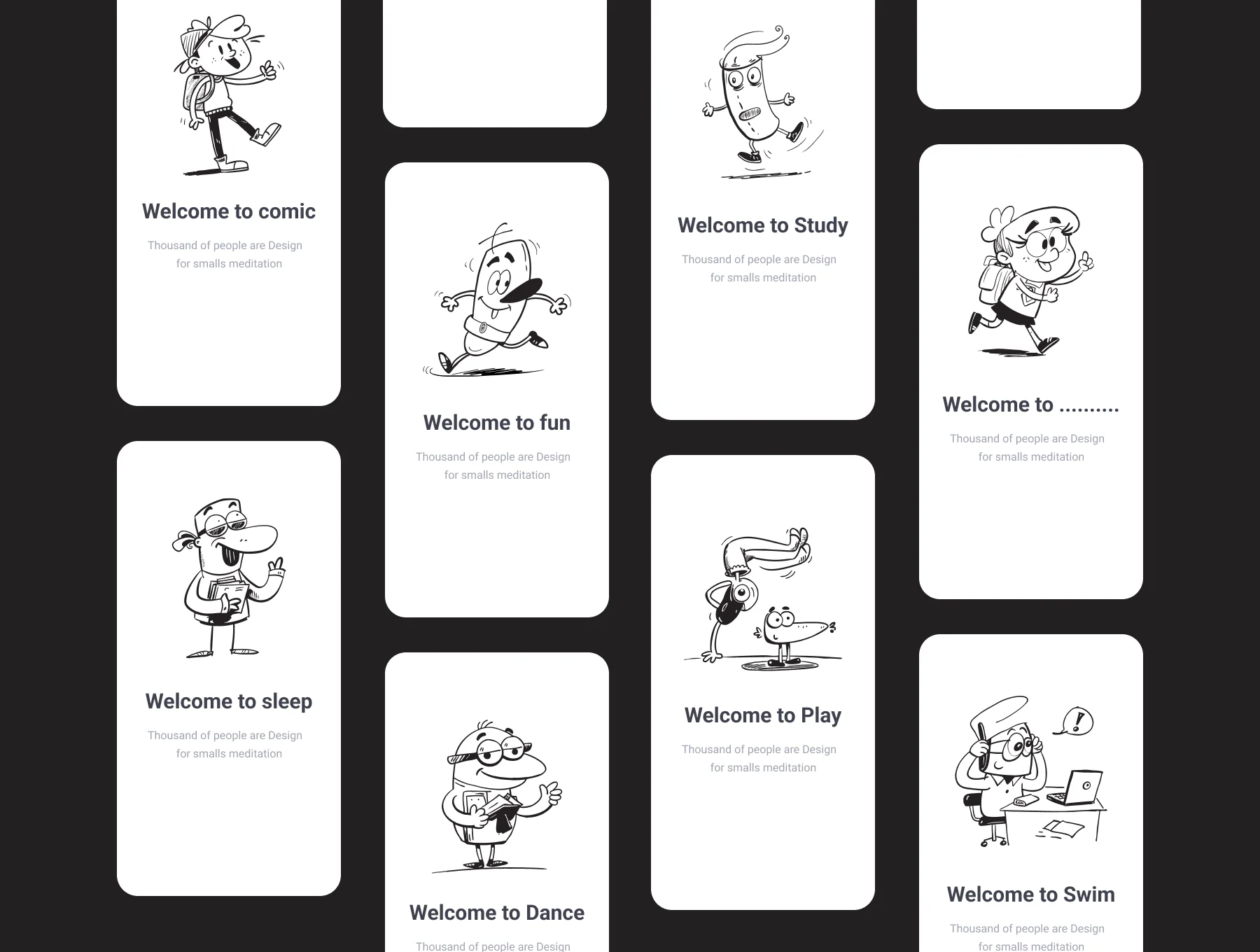 Funny School Doodles Cartoon Characters Pack 3