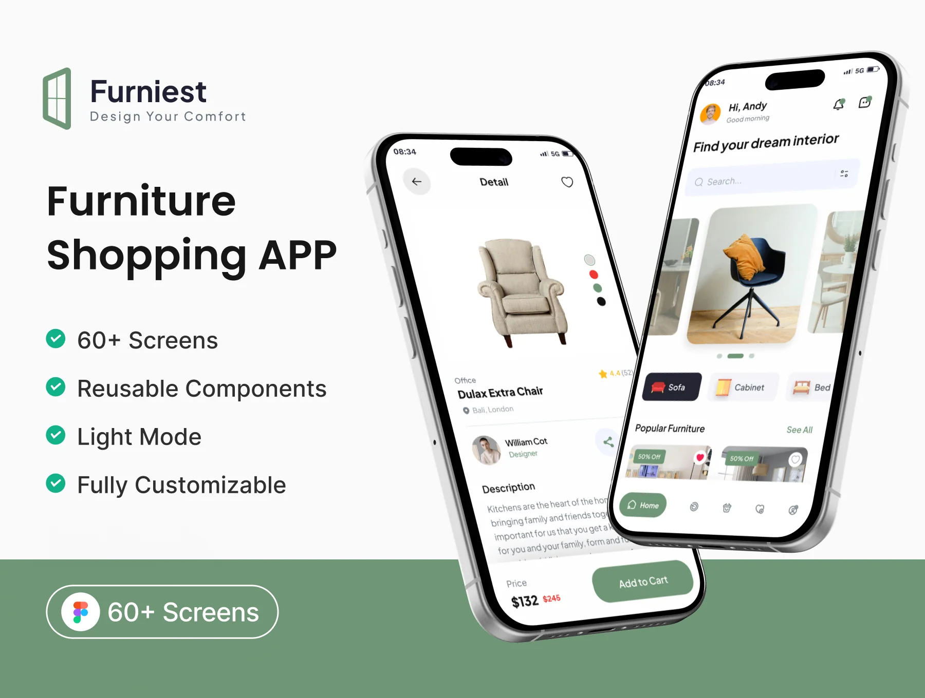 Furniest - Furniture Shopping App UI Kit.