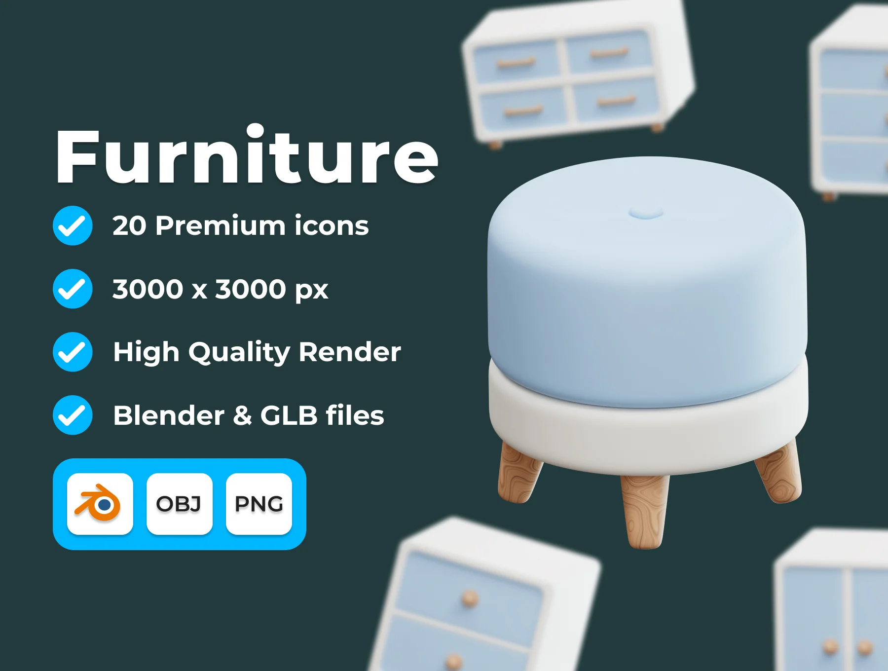 Furniture 3D 3D Illustration Pack
