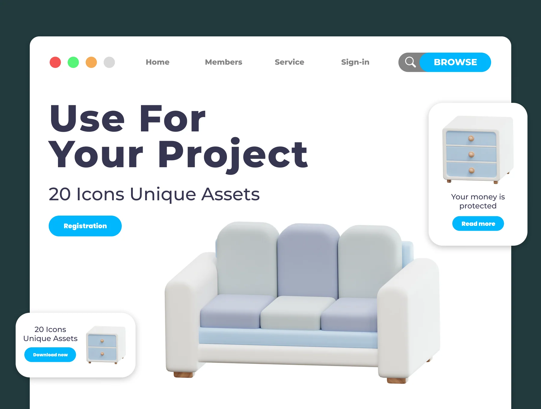 Furniture 3D 3D Illustration Pack 4