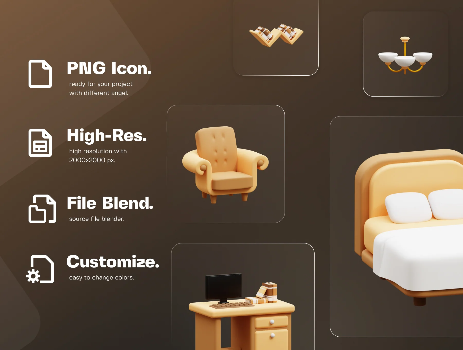 Furniture 3D Illustration Icon Pack 2