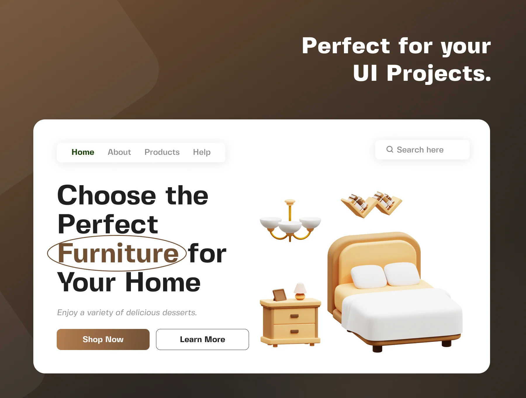 Furniture 3D Illustration Icon Pack 6