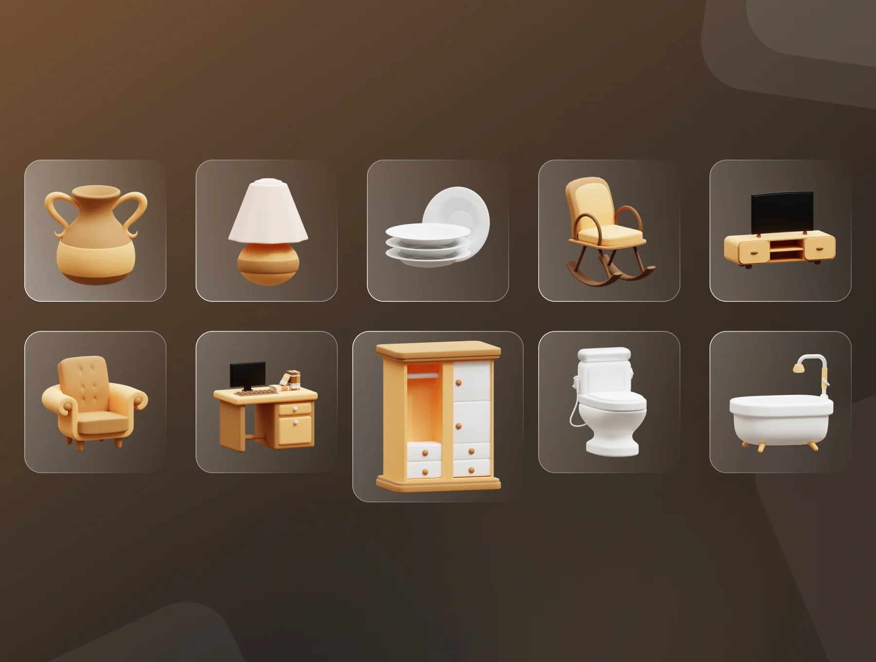 Furniture 3D Illustration Icon Pack 8
