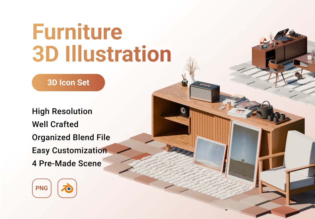 Furniture 3D Illustration