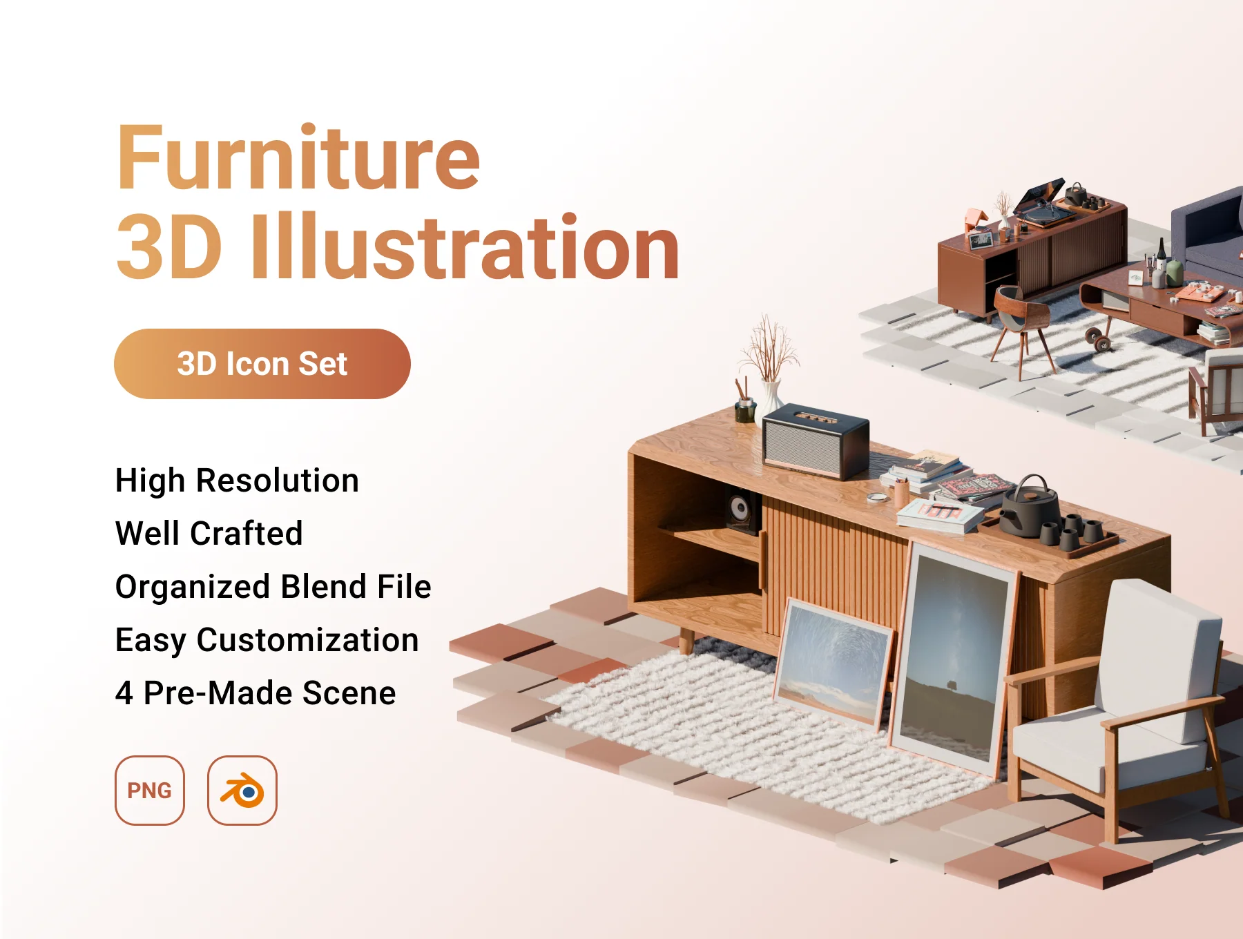 Furniture 3D Illustration