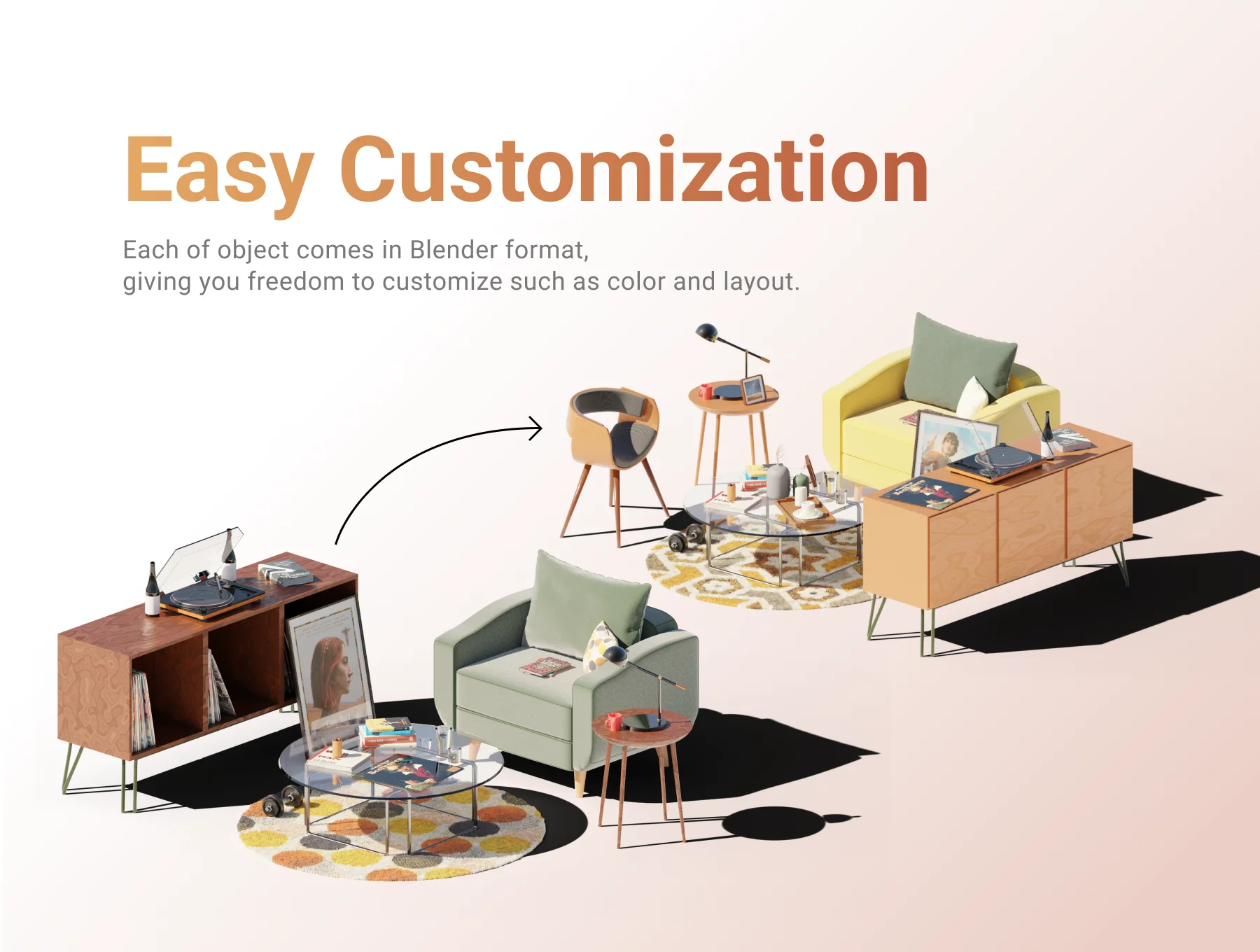 Furniture 3D Illustration 3