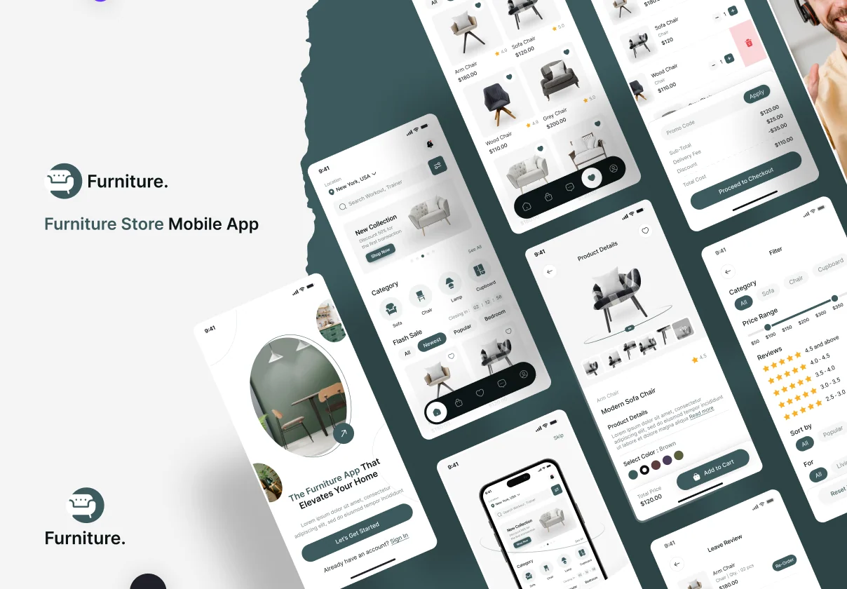 Furniture Store E-Commerce Mobile App UI Kit