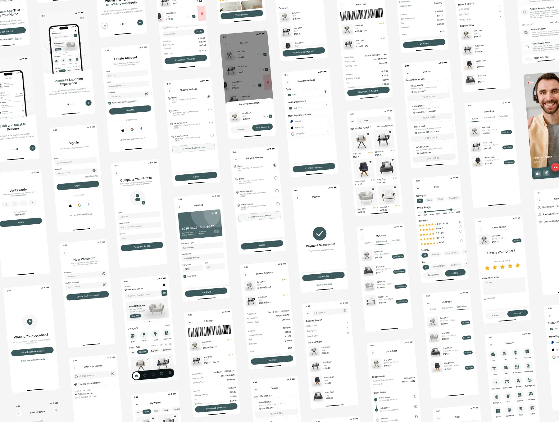 Furniture Store E-Commerce Mobile App UI Kit