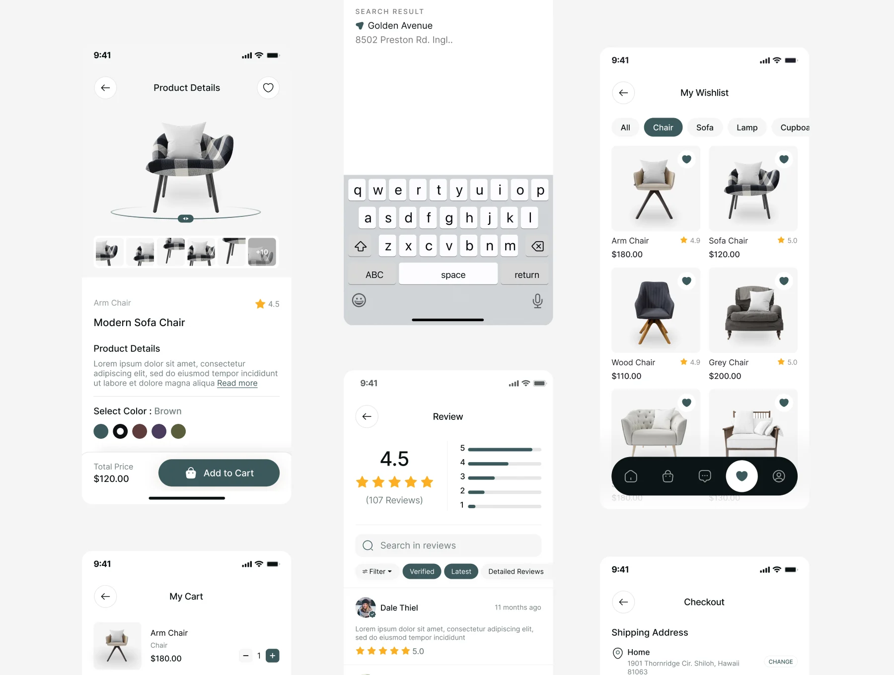 Furniture Store E-Commerce Mobile App UI Kit 4