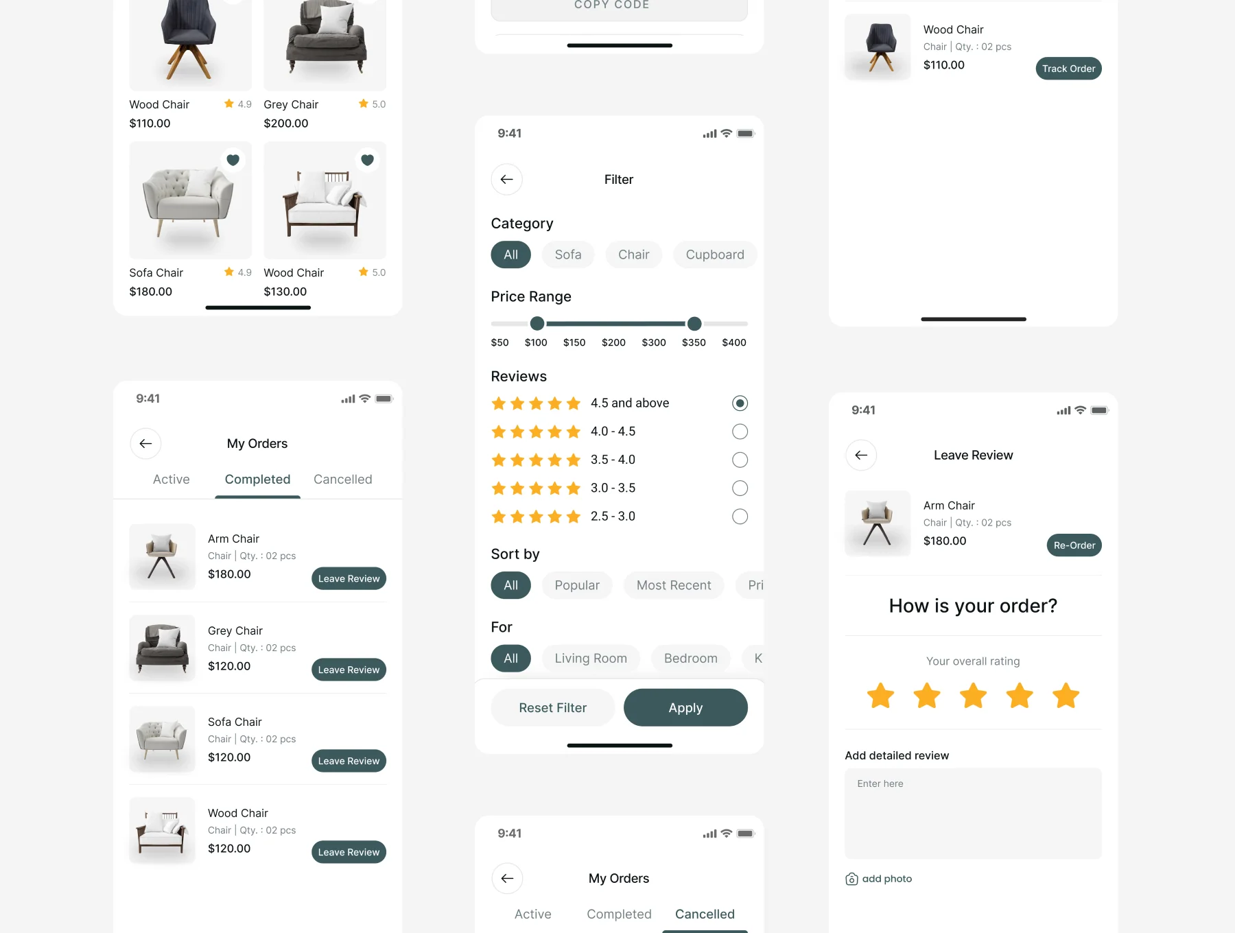Furniture Store E-Commerce Mobile App UI Kit 7