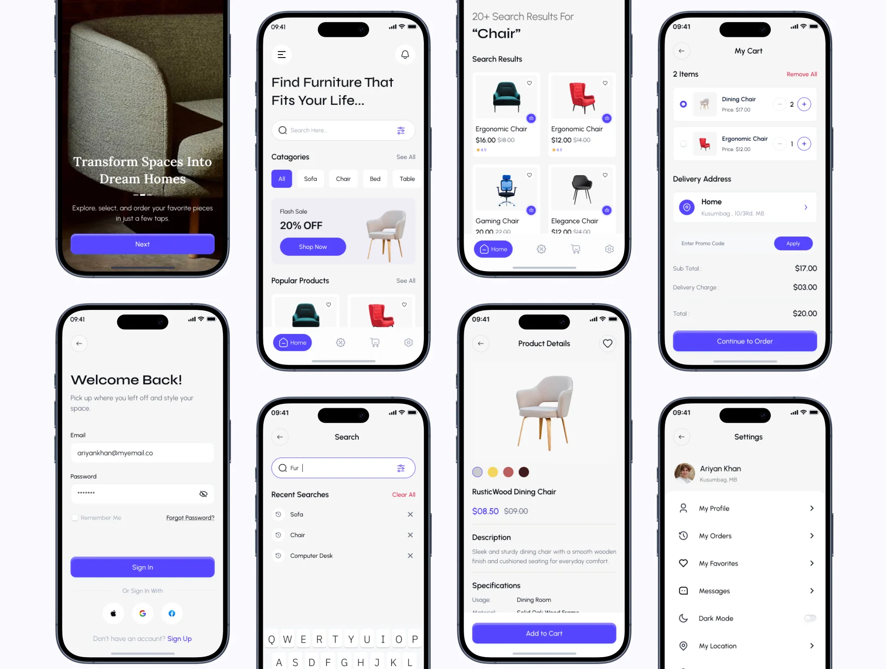Furniture Store - Mobile App  UI Kit 4