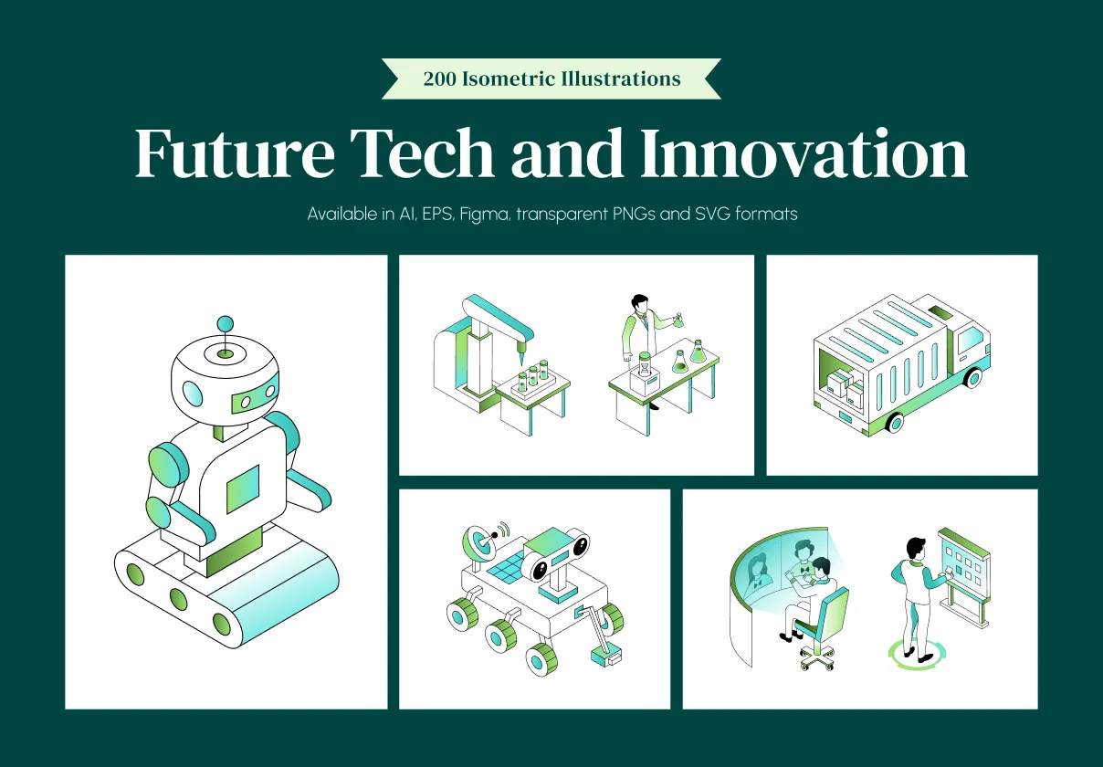 Future Tech and Innovation Isometric Illustrations