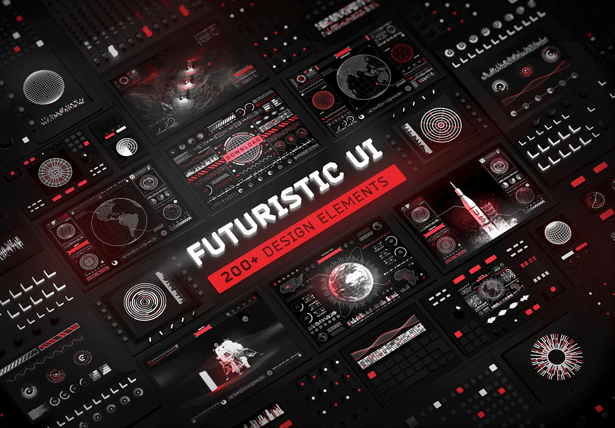 Futuristic UI Kit – 200 design elements