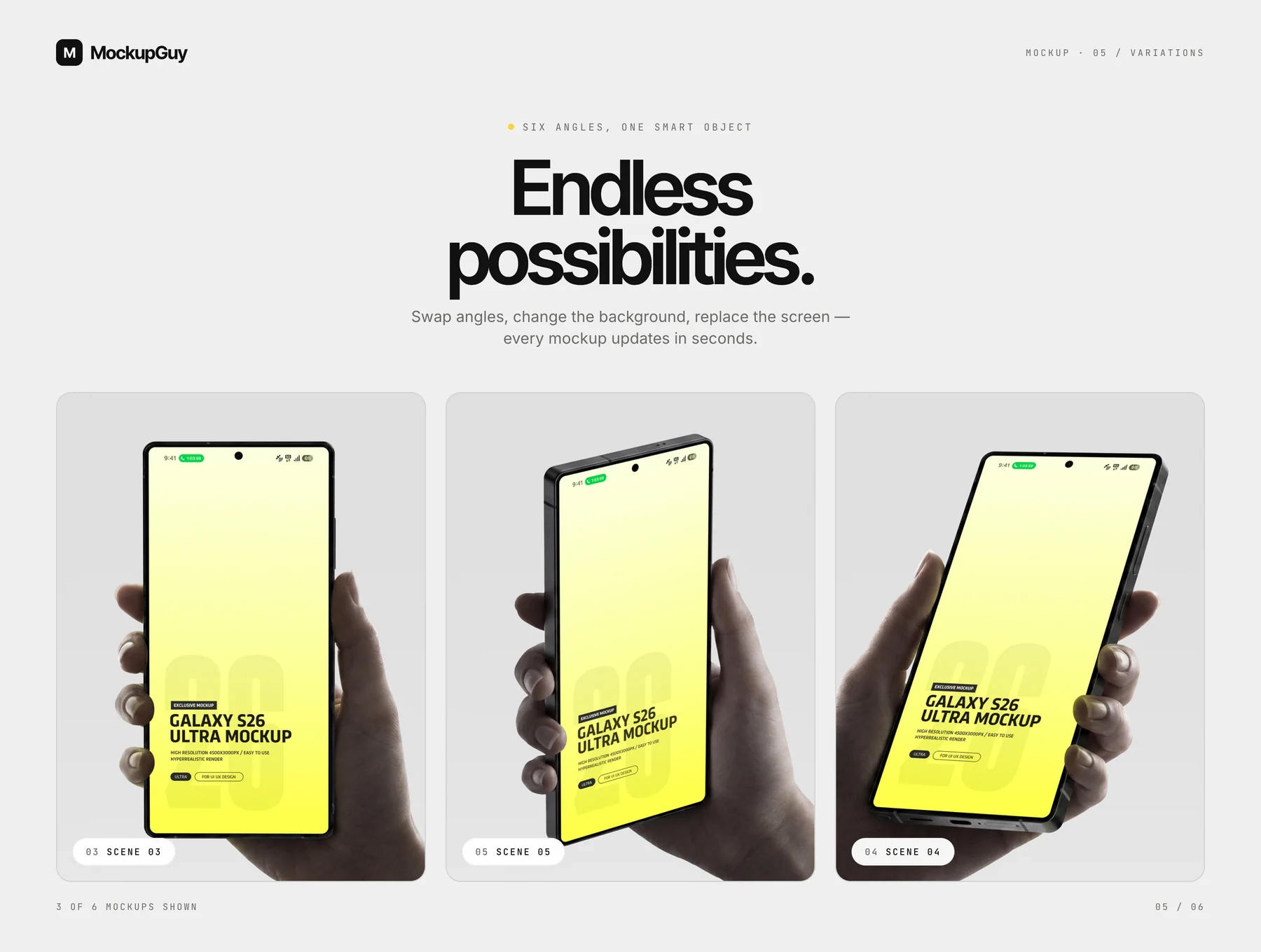 Galaxy S26 Ultra Portrait Mockup Pack | Realistic 4K PSD 5