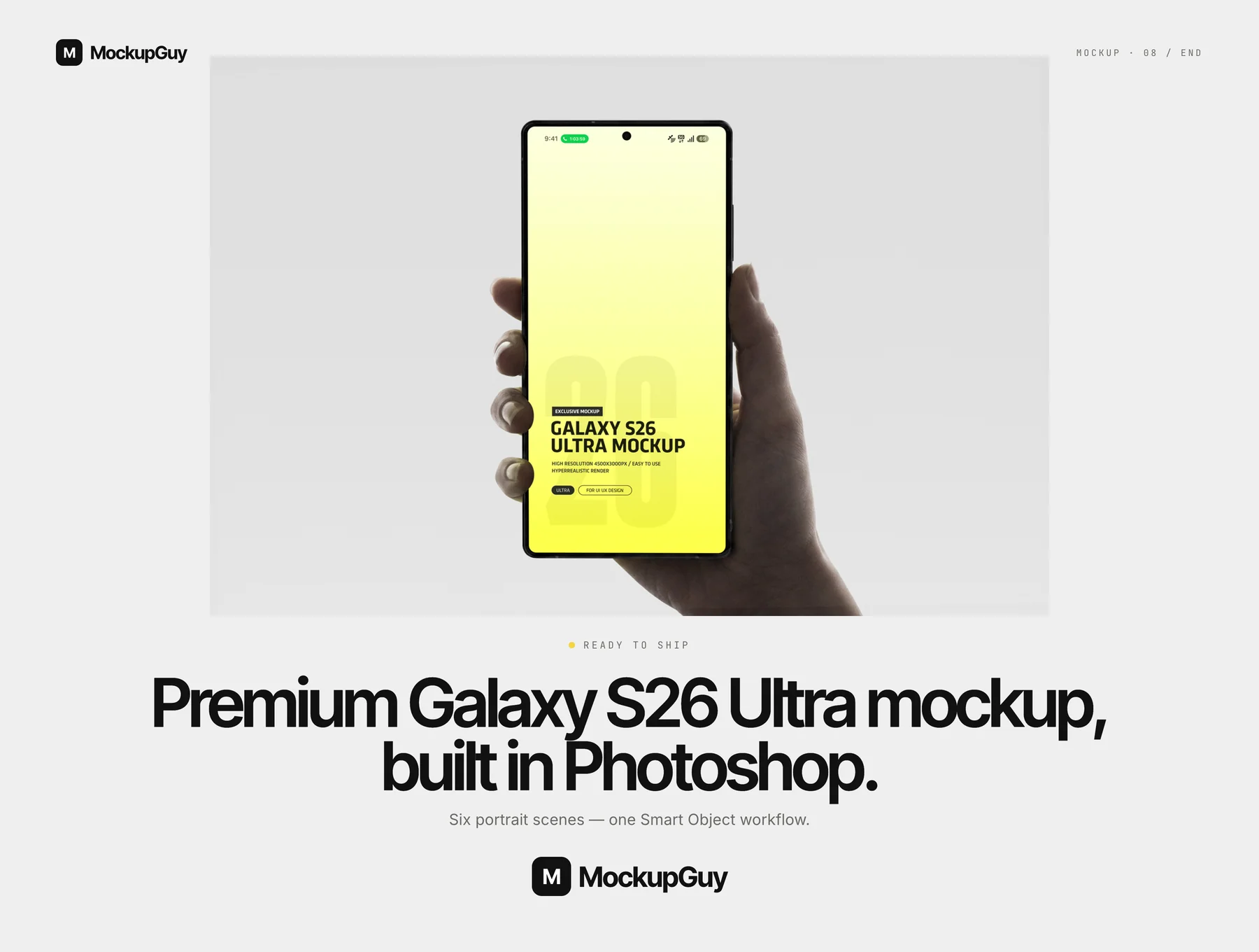 Galaxy S26 Ultra Portrait Mockup Pack | Realistic 4K PSD 8