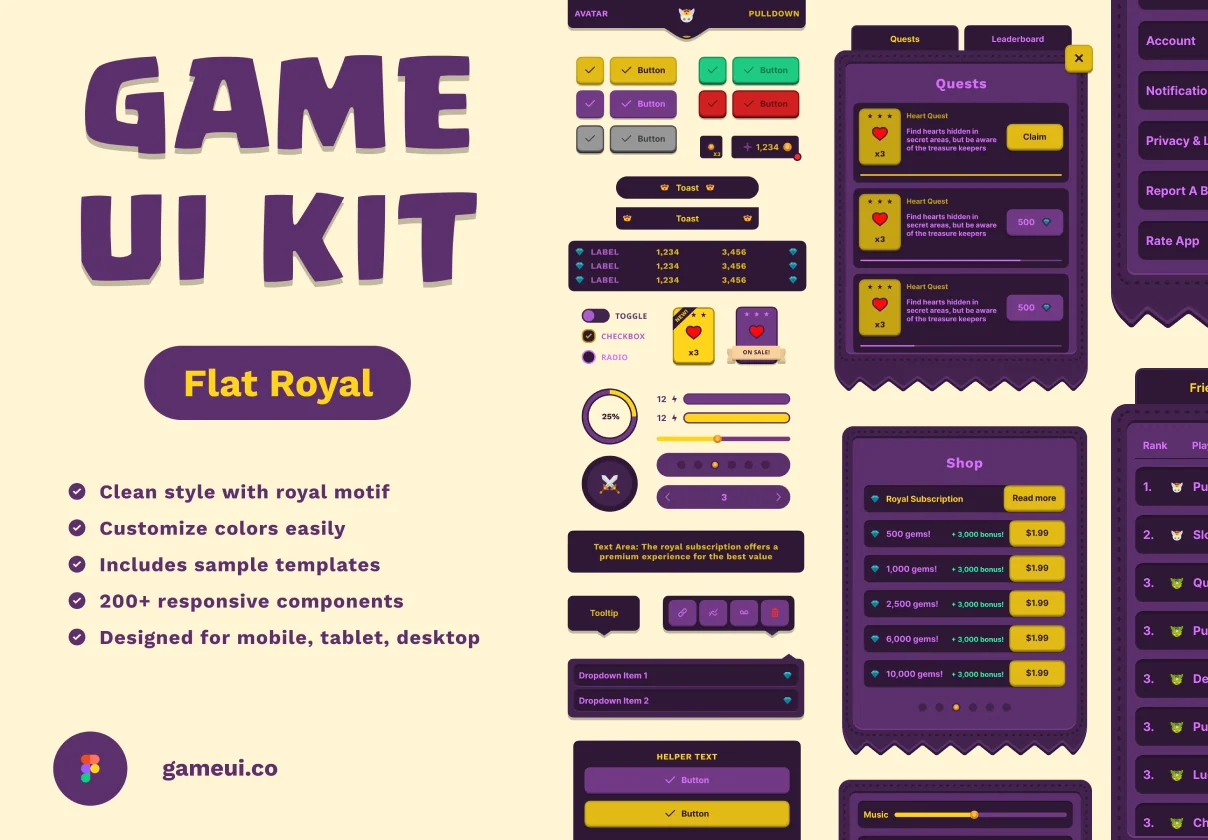 Game UI Kit - Flat Royal