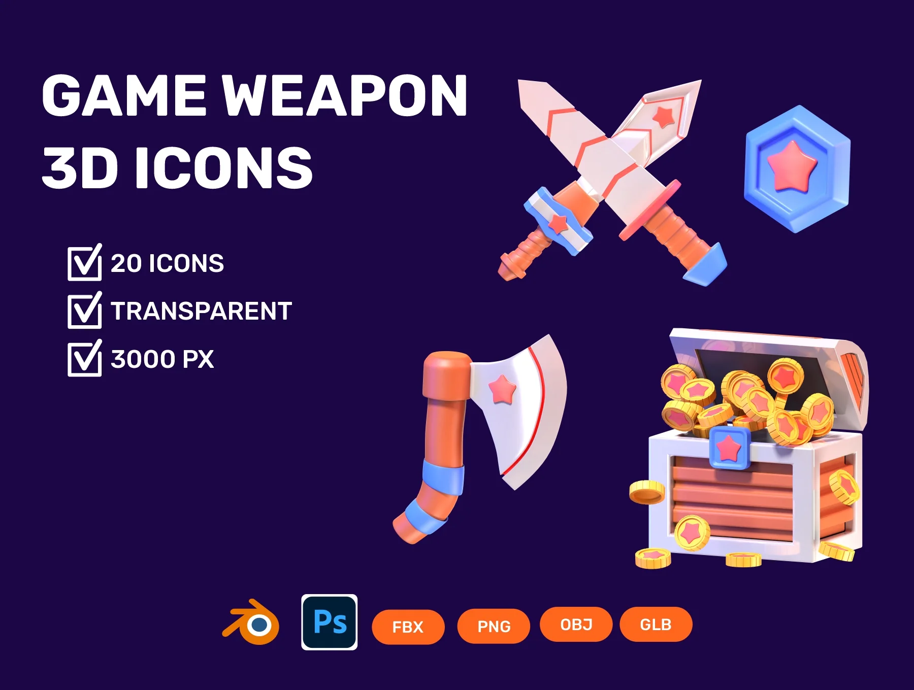 Game Weapon 3D Illustration