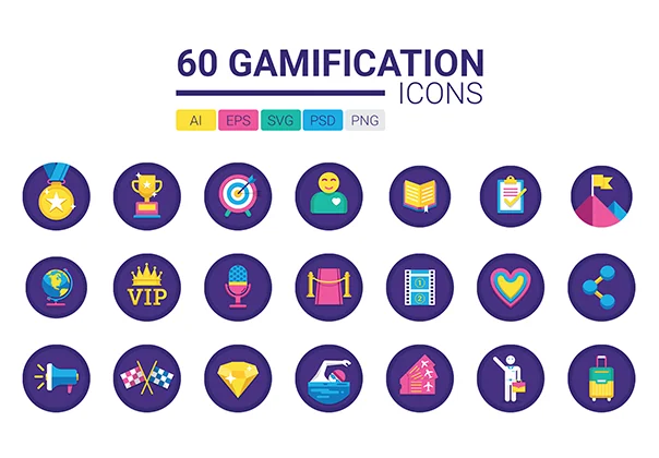 60 Gamification Icons | Orchid Series