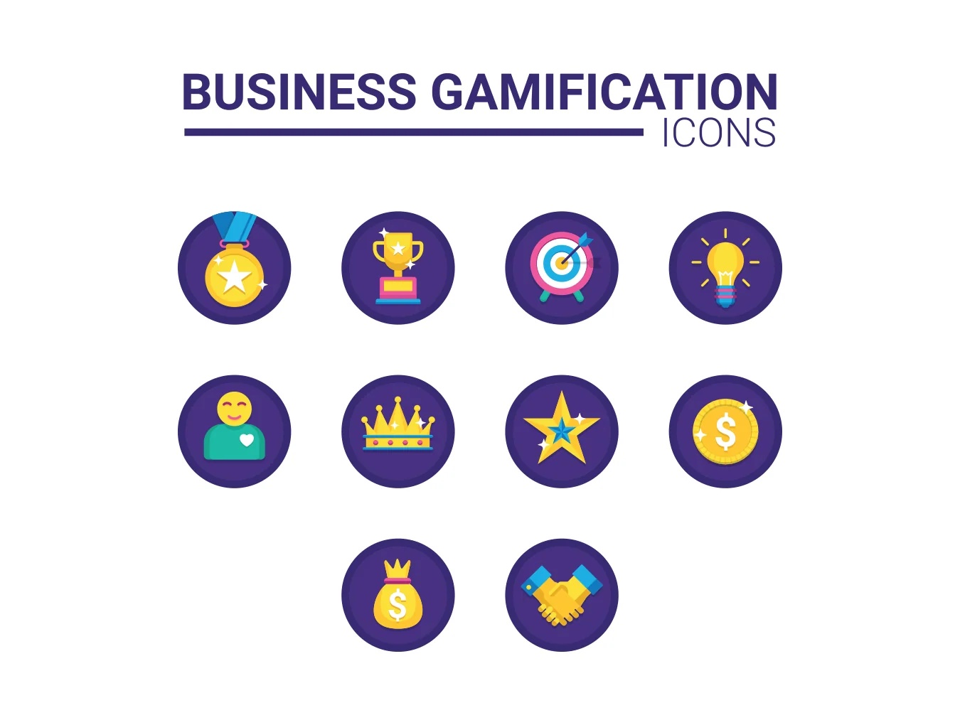 60 Gamification Icons | Orchid Series 2
