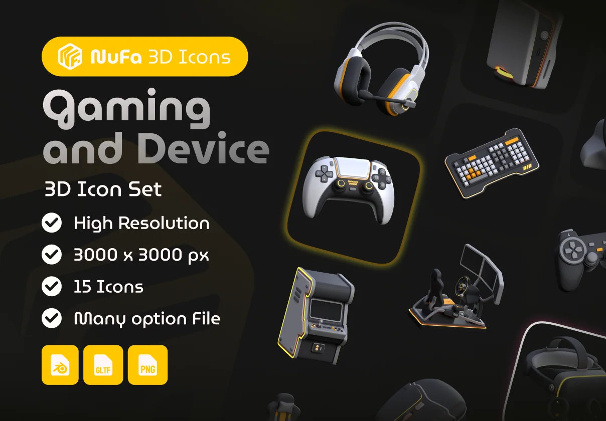 Gaming and Device 3D Icon Set
