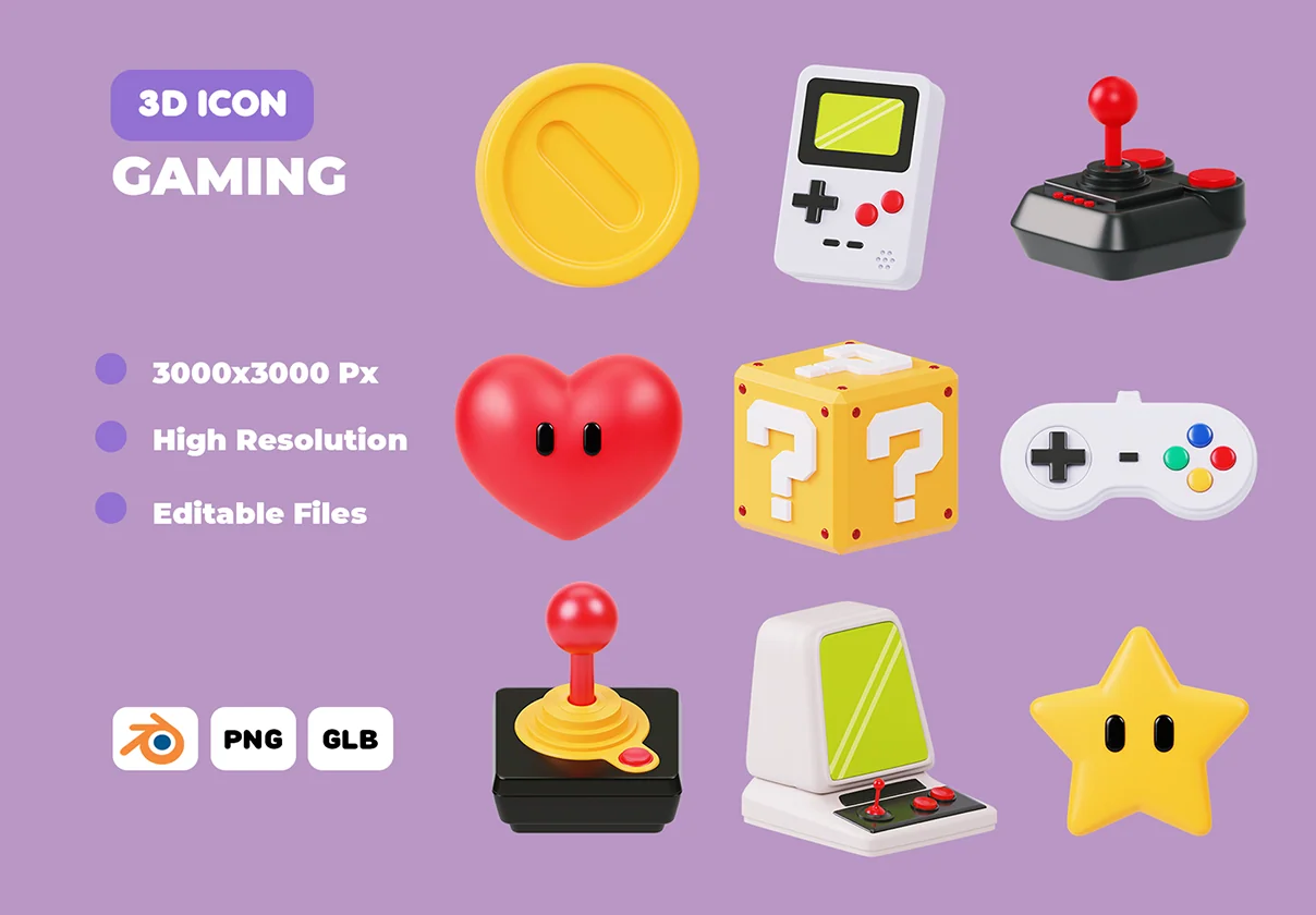 Gaming Assets 3D Icon Pack