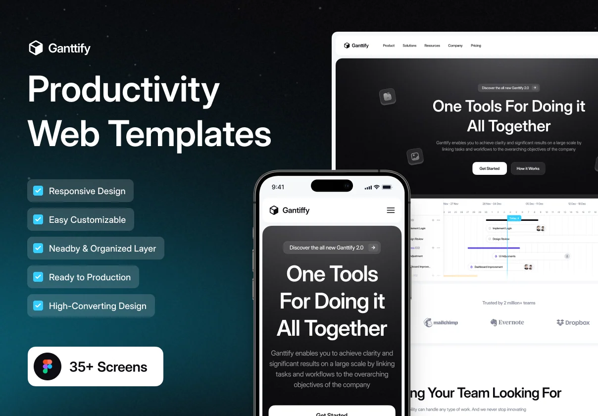 Ganttify - Productivity - Web Templates UI Kit